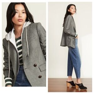Veronica Beard 8 Pyle gray wool houndstooth tweed dickey Blazer jacket
